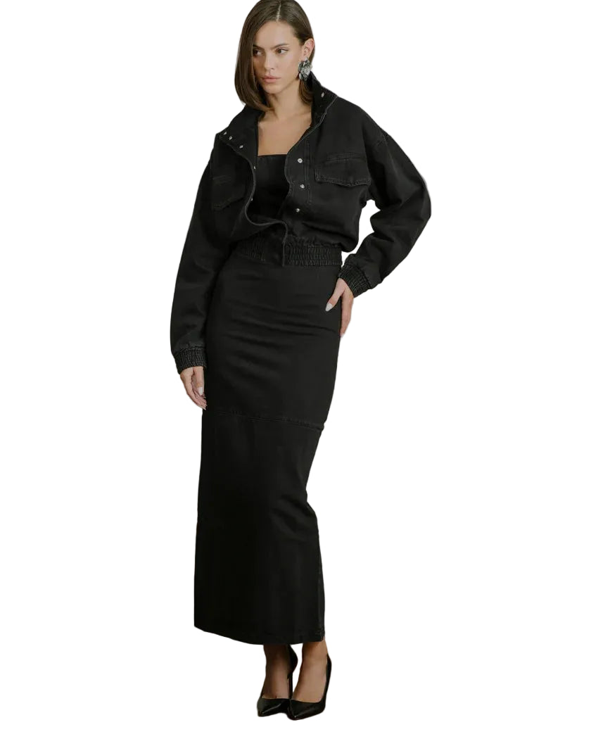 HANA tube dress washed black